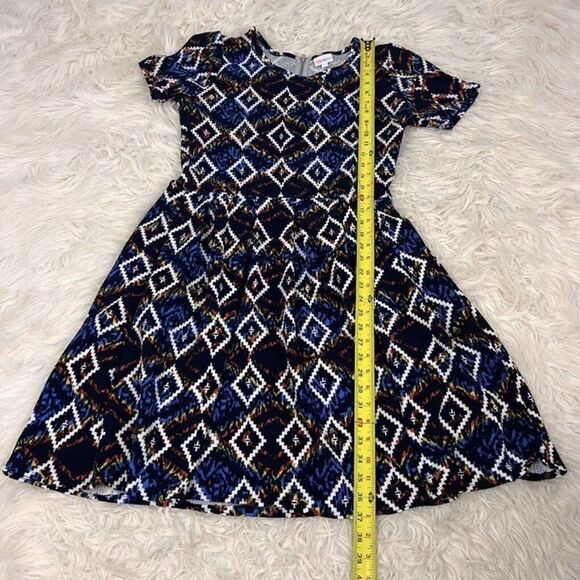 Lularoe Amelia Pleated Fit & Flare Stretch Midi Dress Aztec Lrg Tribal Unicorn - Picture 3 of 11